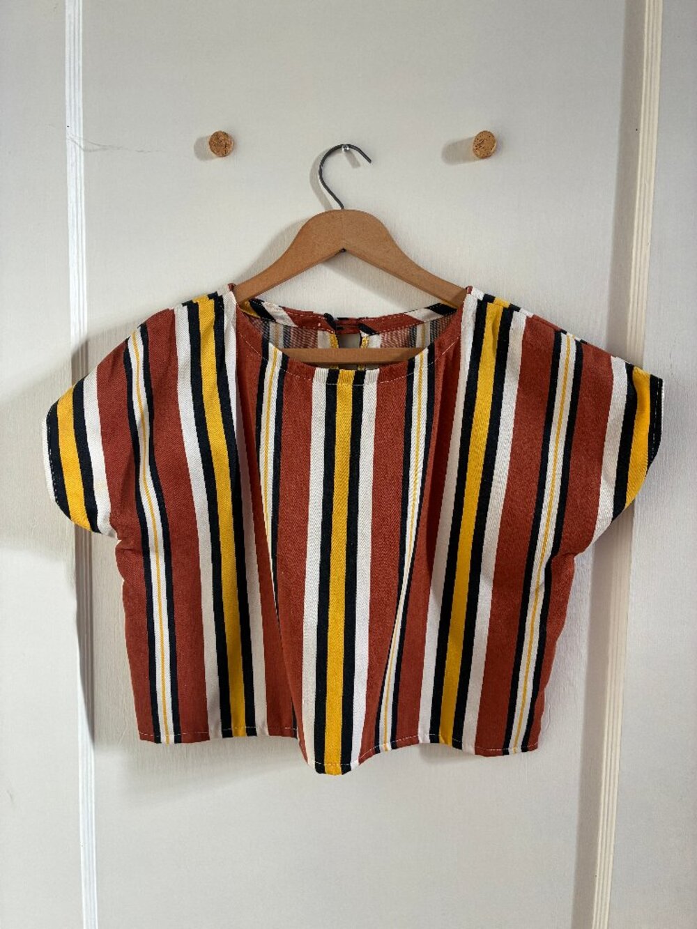 Vintage handmade vertical stripe crop top